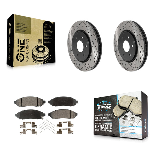 [Avant] Kit de disque (percé rainuré revêtu) et plaquette (céramique) de frein pour Nissan Frontier Pathfinder Xterra Suzuki Equator KDT-100779