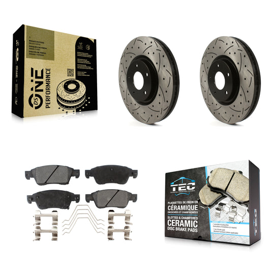 [Avant] Kit de disque (percé rainuré revêtu) et plaquette (céramique) de frein pour INFINITI G37 G35 Q60 KDT-100782
