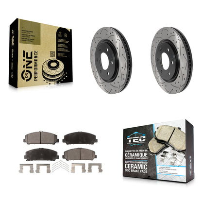 [Avant] Kit de disque (percé rainuré revêtu) et plaquette (céramique) de frein pour Nissan TITAN Armada INFINITI QX80 QX56 KDT-100783