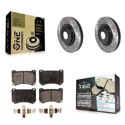 [Avant] Kit de disque (percé rainuré revêtu) et plaquette (céramique) de frein pour Hyundai Genesis KDT-100785