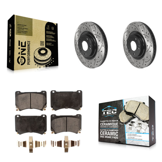 [Avant] Kit de disque (percé rainuré revêtu) et plaquette (céramique) de frein pour Hyundai Genesis KDT-100785