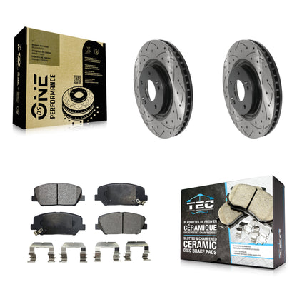 [Avant] Kit de disque (percé rainuré revêtu) et plaquette (céramique) de frein pour 2011-2015 Kia Optima 2.0L KDT-100793