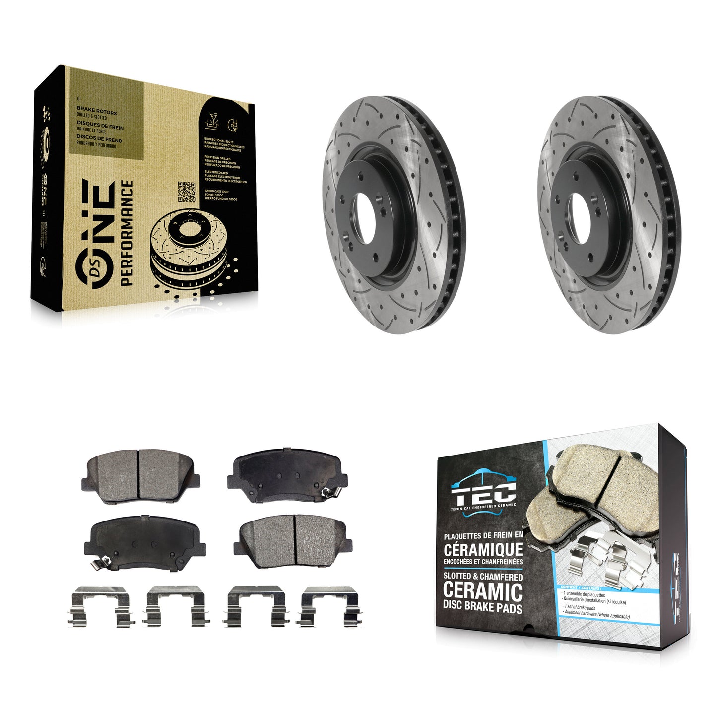 [Avant] Kit de disque (percé rainuré revêtu) et plaquette (céramique) de frein pour 2012-2017 Hyundai Azera KDT-100794