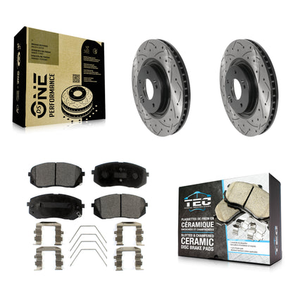[Avant] Kit de disque (percé rainuré revêtu) et plaquette (céramique) de frein pour Hyundai Sonata Kia Optima KDT-100796