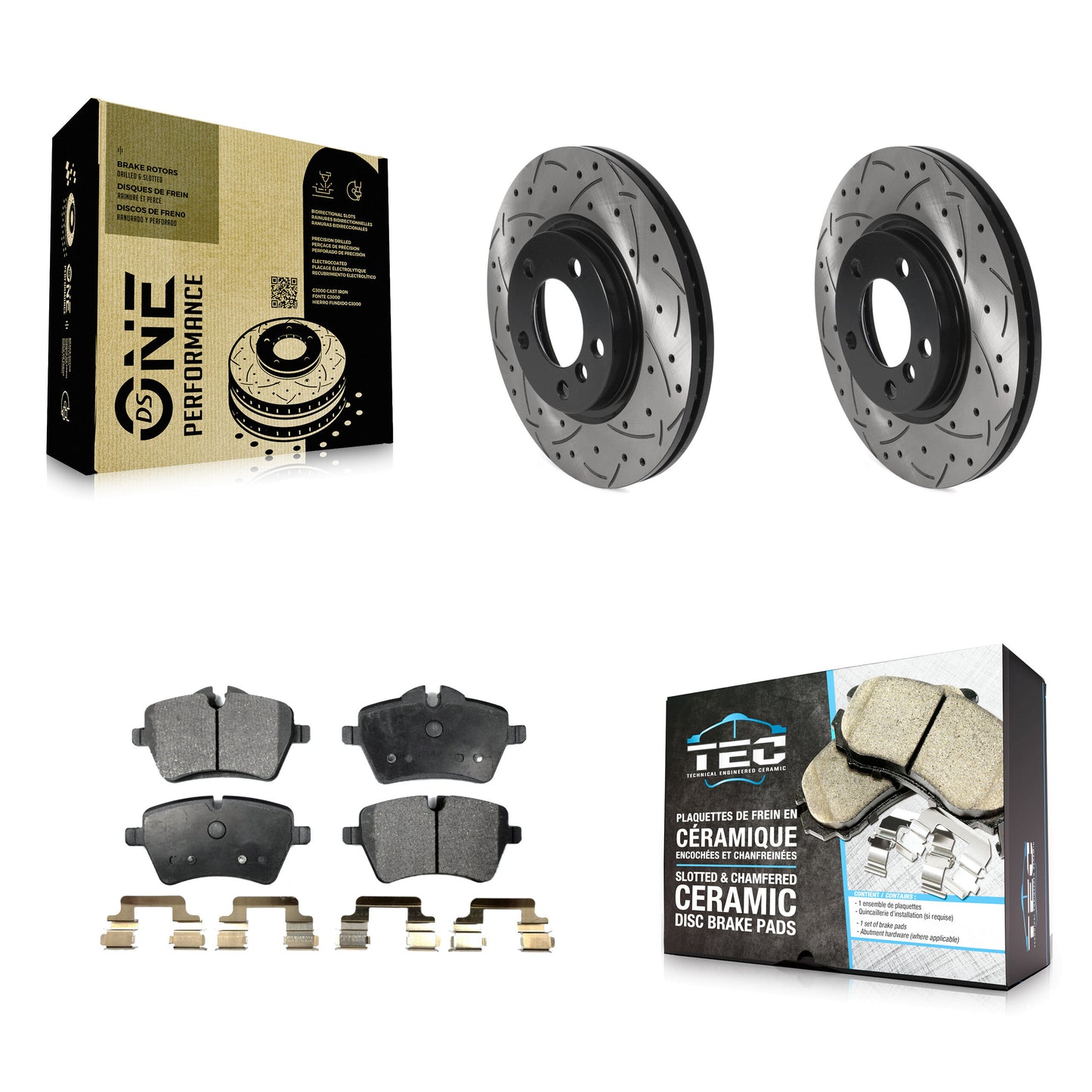 [Avant] Kit de disque (percé rainuré revêtu) et plaquette (céramique) de frein pour Mini Cooper Countryman Paceman KDT-100799