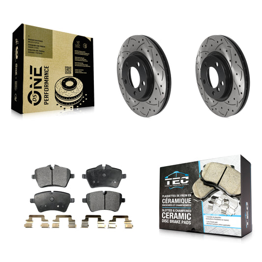 [Avant] Kit de disque (percé rainuré revêtu) et plaquette (céramique) de frein pour Mini Cooper Countryman Paceman KDT-100799
