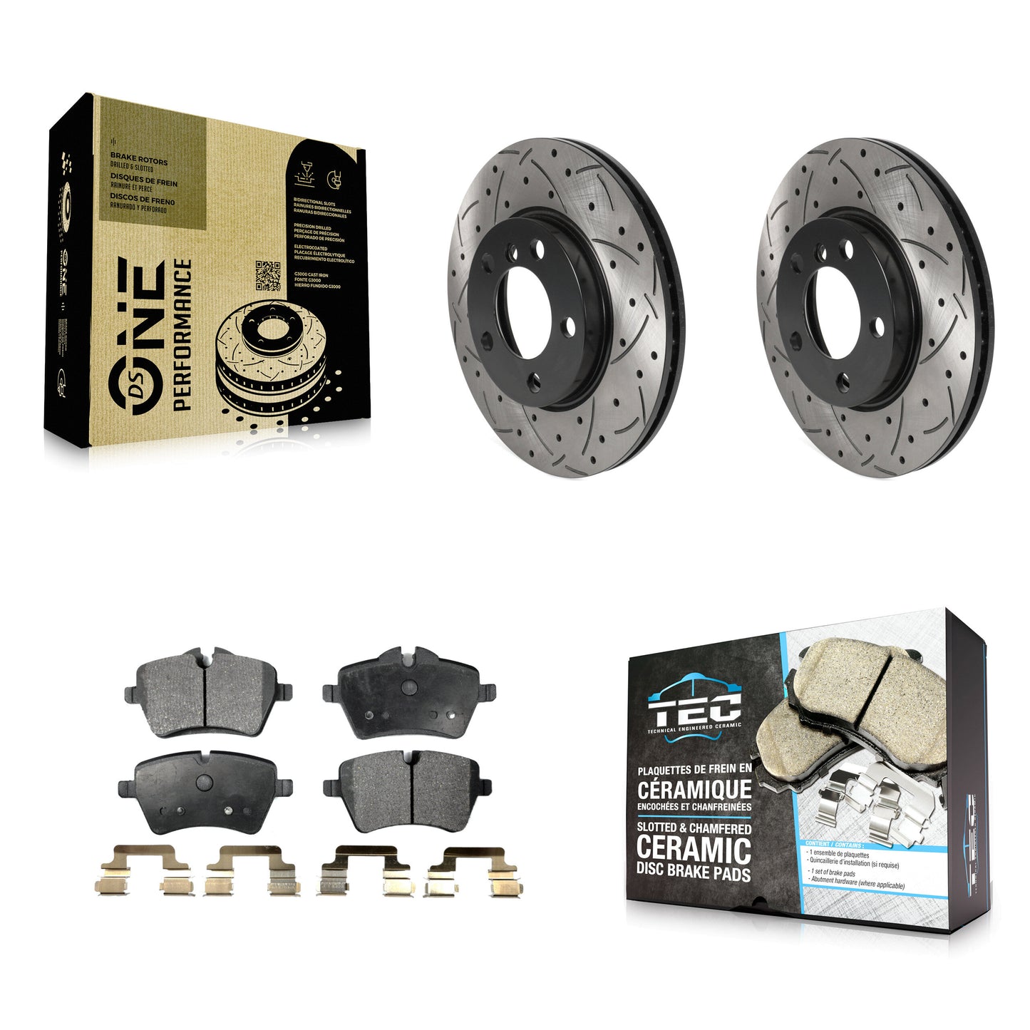 [Avant] Kit de disque (percé rainuré revêtu) et plaquette (céramique) de frein pour Mini Cooper Countryman Paceman KDT-100800