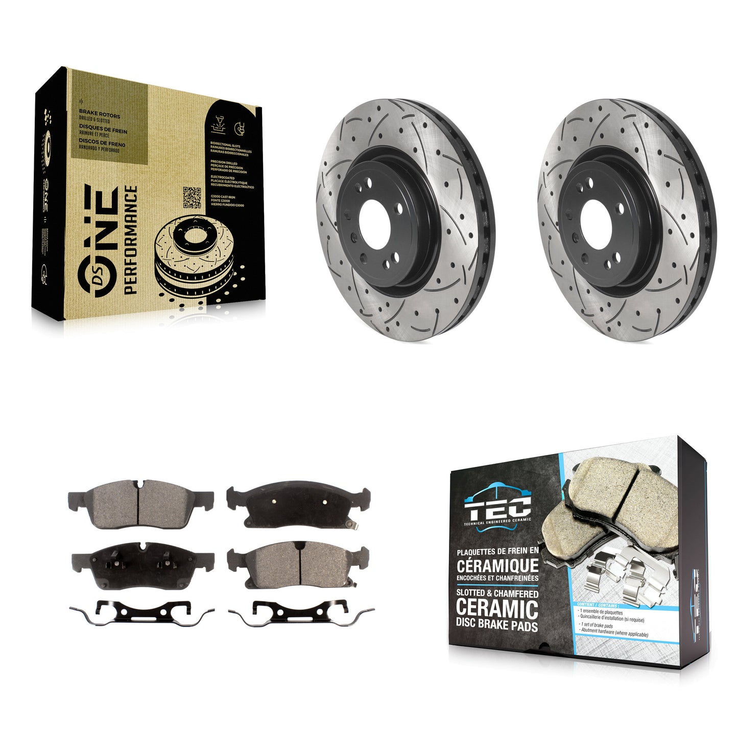 [Avant] Kit de disque (percé rainuré revêtu) et plaquette (céramique) de frein pour Mercedes-Benz ML350 GLE350 ML250 GLE300d KDT-100802