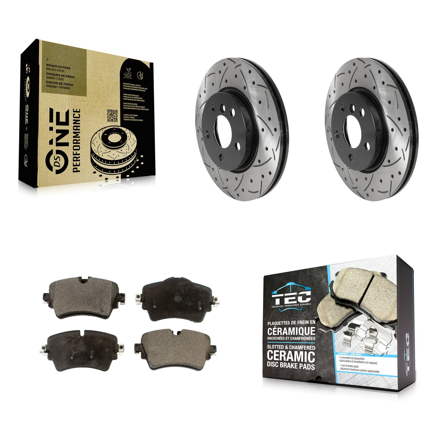 [Avant] Kit de disque (percé rainuré revêtu) et plaquette (céramique) de frein pour Mini Cooper Clubman KDT-100804