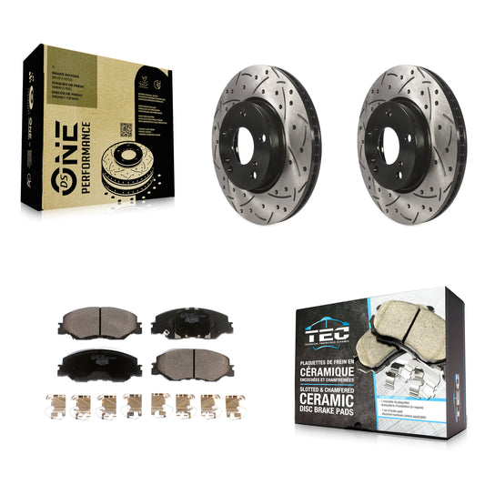 [Avant] Kit de disque (percé rainuré revêtu) et plaquette (céramique) de frein pour Honda Insight Civic KDT-100805