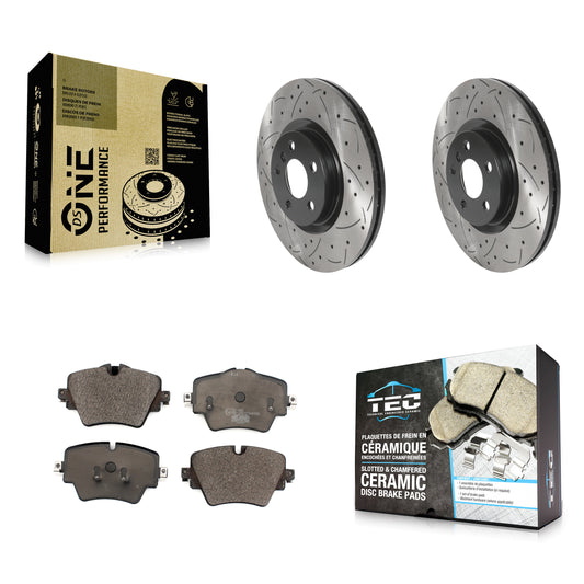 [Avant] Kit de disque (percé rainuré revêtu) et plaquette (céramique) de frein pour BMW X1 Mini Cooper Countryman X2 228i xDrive Gran Coupe KDT-100807