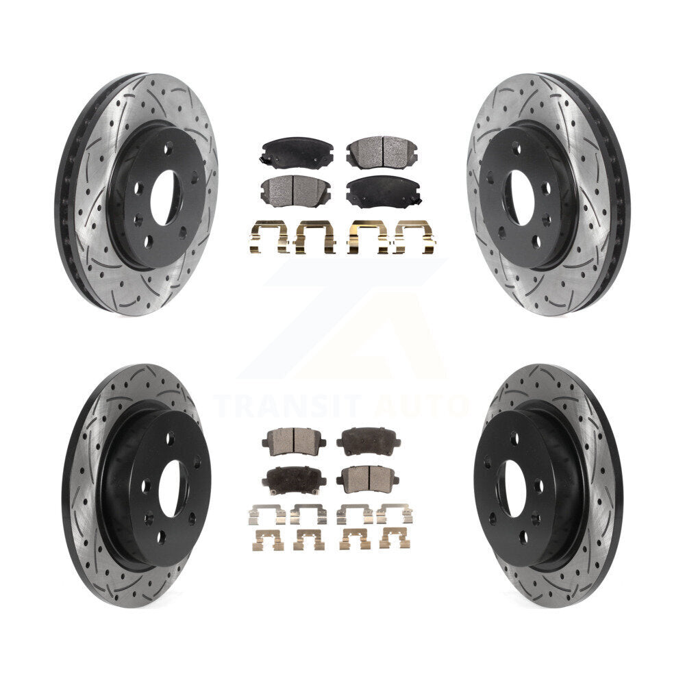 [Avant + Arrière] Kit de disque (percé rainuré revêtu) et plaquette (céramique) de frein pour Chevrolet Malibu Limited KDT-100809