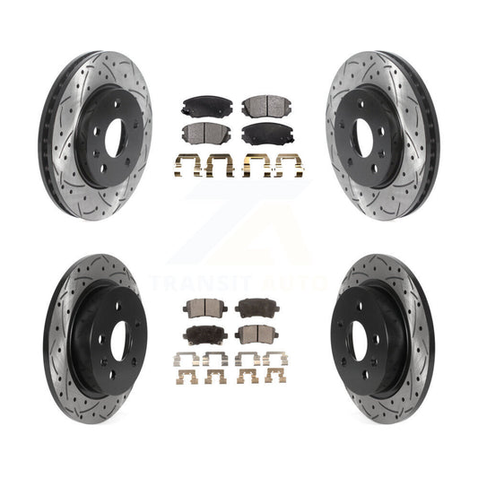 [Avant + Arrière] Kit de disque (percé rainuré revêtu) et plaquette (céramique) de frein pour Chevrolet Malibu Limited KDT-100809