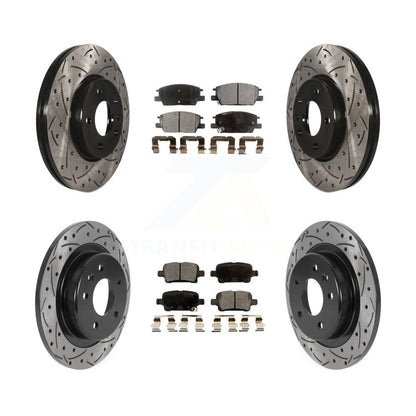 [Avant + Arrière] Kit de disque (percé rainuré revêtu) et plaquette (céramique) de frein pour Chevrolet Equinox Malibu GMC Terrain Buick LaCrosse KDT-100811