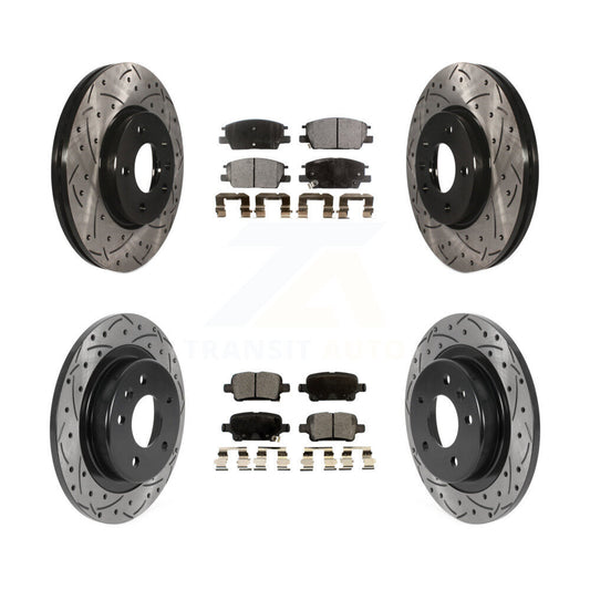 [Avant + Arrière] Kit de disque (percé rainuré revêtu) et plaquette (céramique) de frein pour Chevrolet Equinox Malibu GMC Terrain Buick LaCrosse KDT-100811