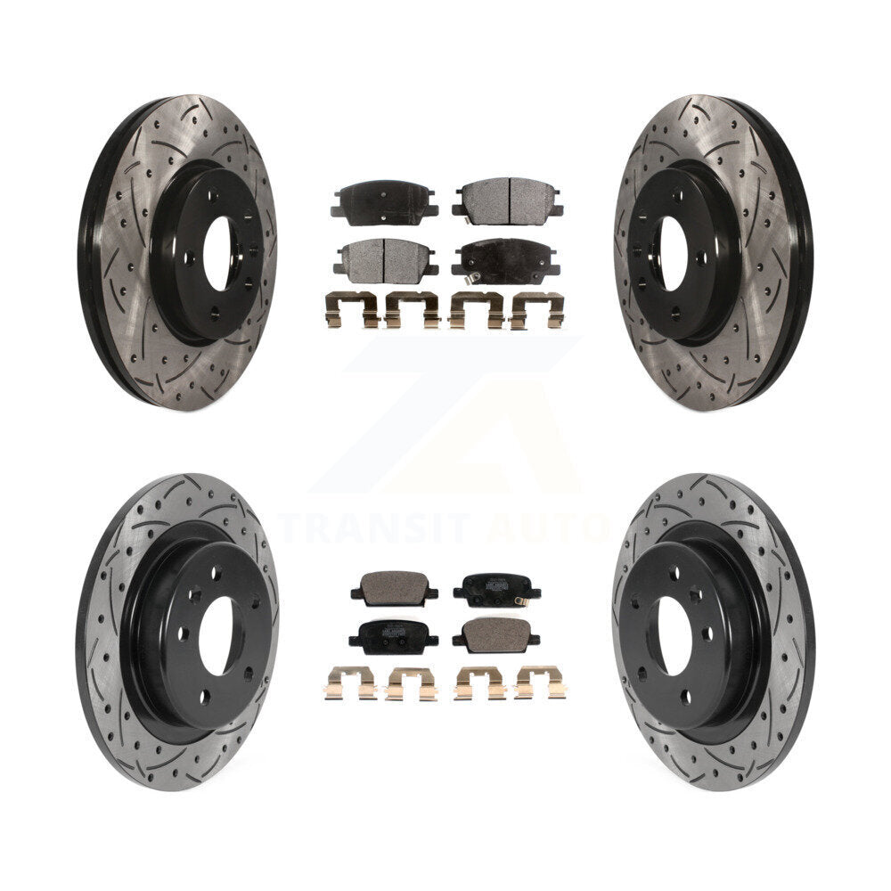 [Avant + Arrière] Kit de disque (percé rainuré revêtu) et plaquette (céramique) de frein pour 2016-2020 Chevrolet Malibu avec Manual Parking KDT-100812
