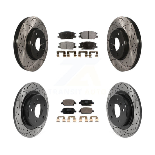 [Avant + Arrière] Kit de disque (percé rainuré revêtu) et plaquette (céramique) de frein pour 2016-2020 Chevrolet Malibu avec Manual Parking KDT-100812