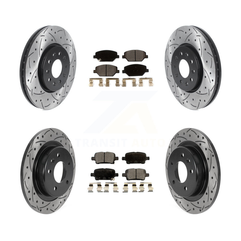 [Avant + Arrière] Kit de disque (percé rainuré revêtu) et plaquette (céramique) de frein pour Chevrolet Equinox GMC Terrain Buick LaCrosse KDT-100815