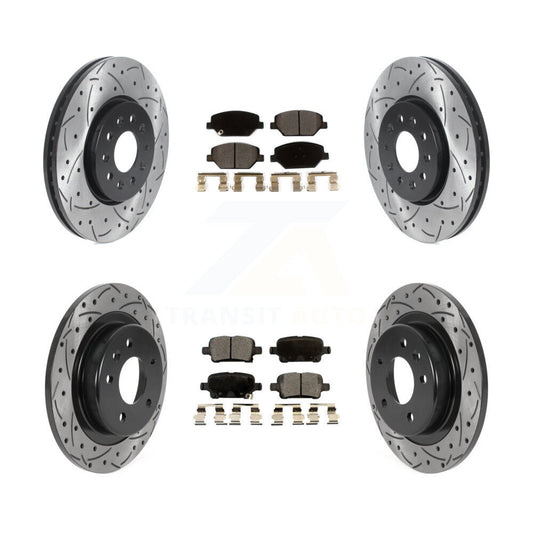 [Avant + Arrière] Kit de disque (percé rainuré revêtu) et plaquette (céramique) de frein pour Chevrolet Equinox GMC Terrain Buick LaCrosse KDT-100815