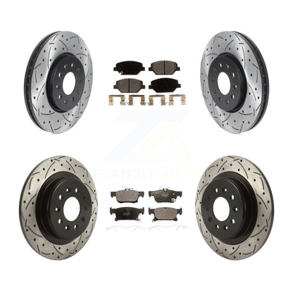 [Avant + Arrière] Kit de disque (percé rainuré revêtu) et plaquette (céramique) de frein pour 2016-2018 Buick Envision avec 315mm Diameter Rotor KDT-100817