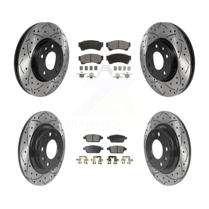 [Avant + Arrière] Kit de disque (percé rainuré revêtu) et plaquette (céramique) de frein pour Ford Fusion Mazda 6 Lincoln MKZ Mercury Milan Zephyr KDT-100821