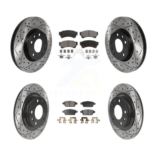 [Avant + Arrière] Kit de disque (percé rainuré revêtu) et plaquette (céramique) de frein pour Ford Fusion Mazda 6 Lincoln MKZ Mercury Milan Zephyr KDT-100821