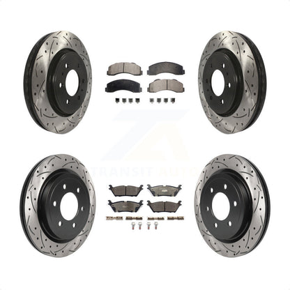 [Avant + Arrière] Kit de disque (percé rainuré revêtu) et plaquette (céramique) de frein pour Ford F-150 Expedition Lincoln Navigator KDT-100823 par Transit Auto