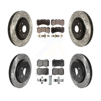 [Avant + Arrière] Kit de disque (percé rainuré revêtu) et plaquette (céramique) de frein pour Jeep Grand Cherokee Dodge Durango KDT-100824 par Transit Auto