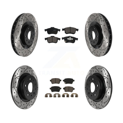 [Avant + Arrière] Kit de disque (percé rainuré revêtu) et plaquette (céramique) de frein pour 2014-2020 Fiat 500L KDT-100825