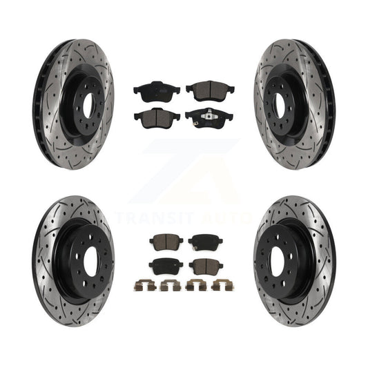 [Avant + Arrière] Kit de disque (percé rainuré revêtu) et plaquette (céramique) de frein pour 2014-2020 Fiat 500L KDT-100825