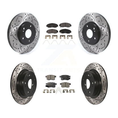[Avant + Arrière] Kit de disque (percé rainuré revêtu) et plaquette (céramique) de frein pour Honda Accord Acura TSX KDT-100826