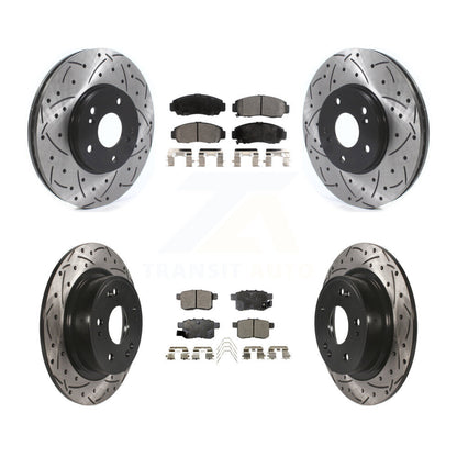 [Avant + Arrière] Kit de disque (percé rainuré revêtu) et plaquette (céramique) de frein pour Honda Accord Acura TSX KDT-100827