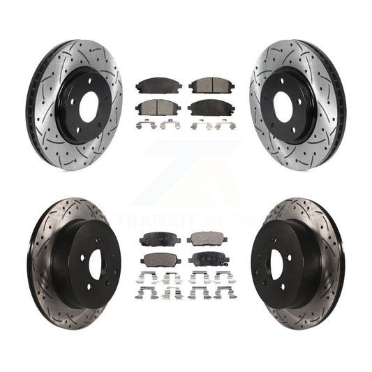 [Avant + Arrière] Kit de disque (percé rainuré revêtu) et plaquette (céramique) de frein pour 2004-2009 Nissan Quest KDT-100832