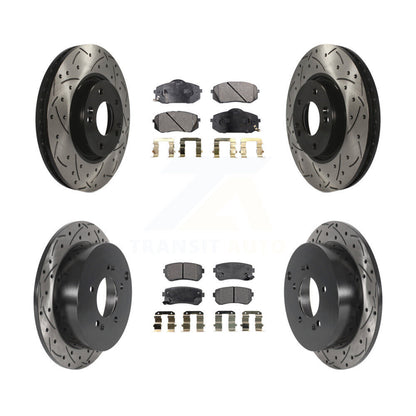 [Avant + Arrière] Kit de disque (percé rainuré revêtu) et plaquette (céramique) de frein pour Hyundai Tucson Kia Sportage KDT-100842