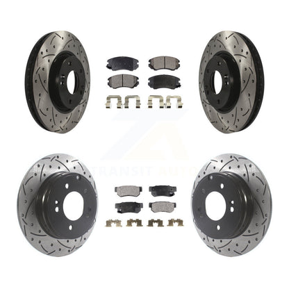 [Avant + Arrière] Kit de disque (percé rainuré revêtu) et plaquette (céramique) de frein pour Hyundai Sonata 3.3L KDT-100847