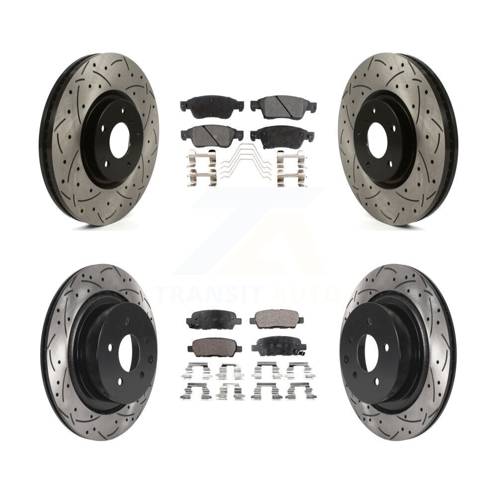 [Avant + Arrière] Kit de disque (percé rainuré revêtu) et plaquette (céramique) de frein pour INFINITI G37 G35 Q60 KDT-100849