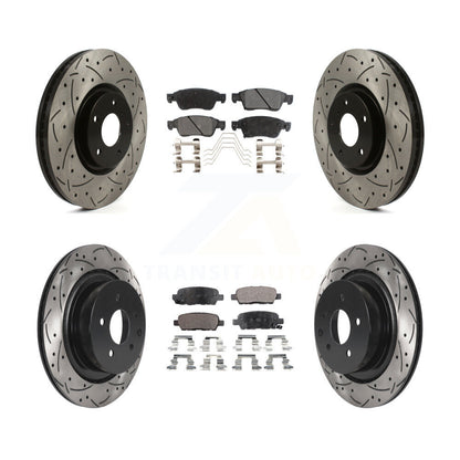 [Avant + Arrière] Kit de disque (percé rainuré revêtu) et plaquette (céramique) de frein pour INFINITI G37 G35 Q60 KDT-100849