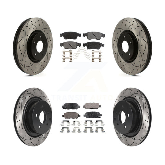 [Avant + Arrière] Kit de disque (percé rainuré revêtu) et plaquette (céramique) de frein pour INFINITI G37 G35 Q60 KDT-100849