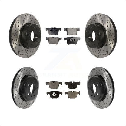 [Avant + Arrière] Kit de disque (percé rainuré revêtu) et plaquette (céramique) de frein pour BMW 328i xDrive 428i Gran Coupe 330i sans Blue Painted Calipers KDT-100855 par Transit Auto