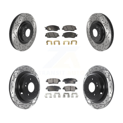 [Avant + Arrière] Kit de disque (percé rainuré revêtu) et plaquette (céramique) de frein pour 2012 Hyundai Genesis 3.8L KDT-100857