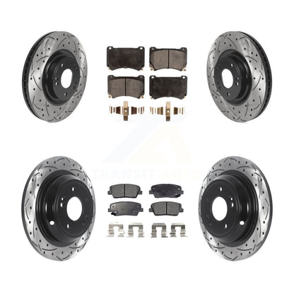 [Avant + Arrière] Kit de disque (percé rainuré revêtu) et plaquette (céramique) de frein pour Hyundai Genesis 4.6L KDT-100858