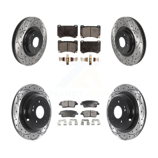 [Avant + Arrière] Kit de disque (percé rainuré revêtu) et plaquette (céramique) de frein pour Hyundai Genesis KDT-100859