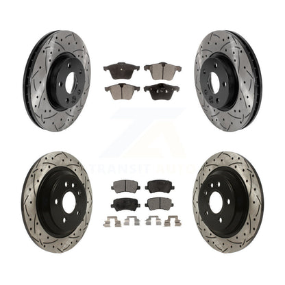 [Avant + Arrière] Kit de disque (percé rainuré revêtu) et plaquette (céramique) de frein pour 2008 Volvo V70 avec 300mm Diameter Rotor KDT-100861