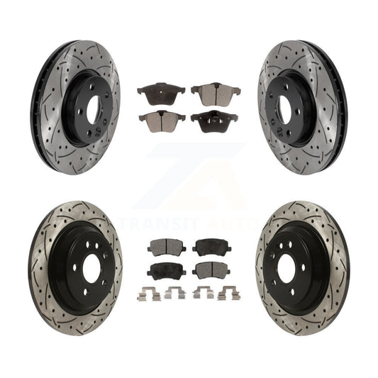 [Avant + Arrière] Kit de disque (percé rainuré revêtu) et plaquette (céramique) de frein pour 2008 Volvo V70 avec 300mm Diameter Rotor KDT-100861