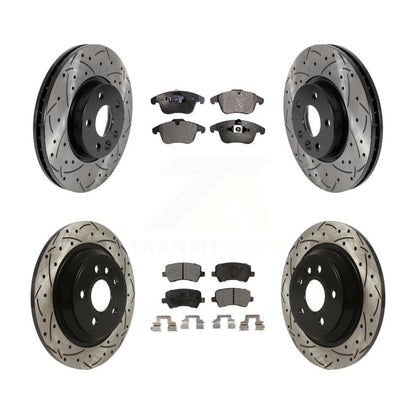 [Avant + Arrière] Kit de disque (percé rainuré revêtu) et plaquette (céramique) de frein pour 2013-2014 Volvo S60 avec 300mm Diameter Rotor KDT-100862