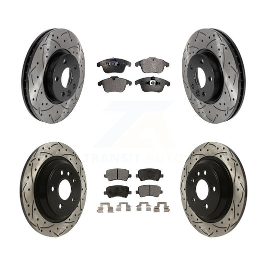 [Avant + Arrière] Kit de disque (percé rainuré revêtu) et plaquette (céramique) de frein pour 2013-2014 Volvo S60 avec 300mm Diameter Rotor KDT-100862