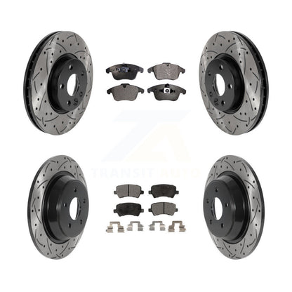 [Avant + Arrière] Kit de disque (percé rainuré revêtu) et plaquette (céramique) de frein pour 2012-2015 Land Rover Range Evoque KDT-100863
