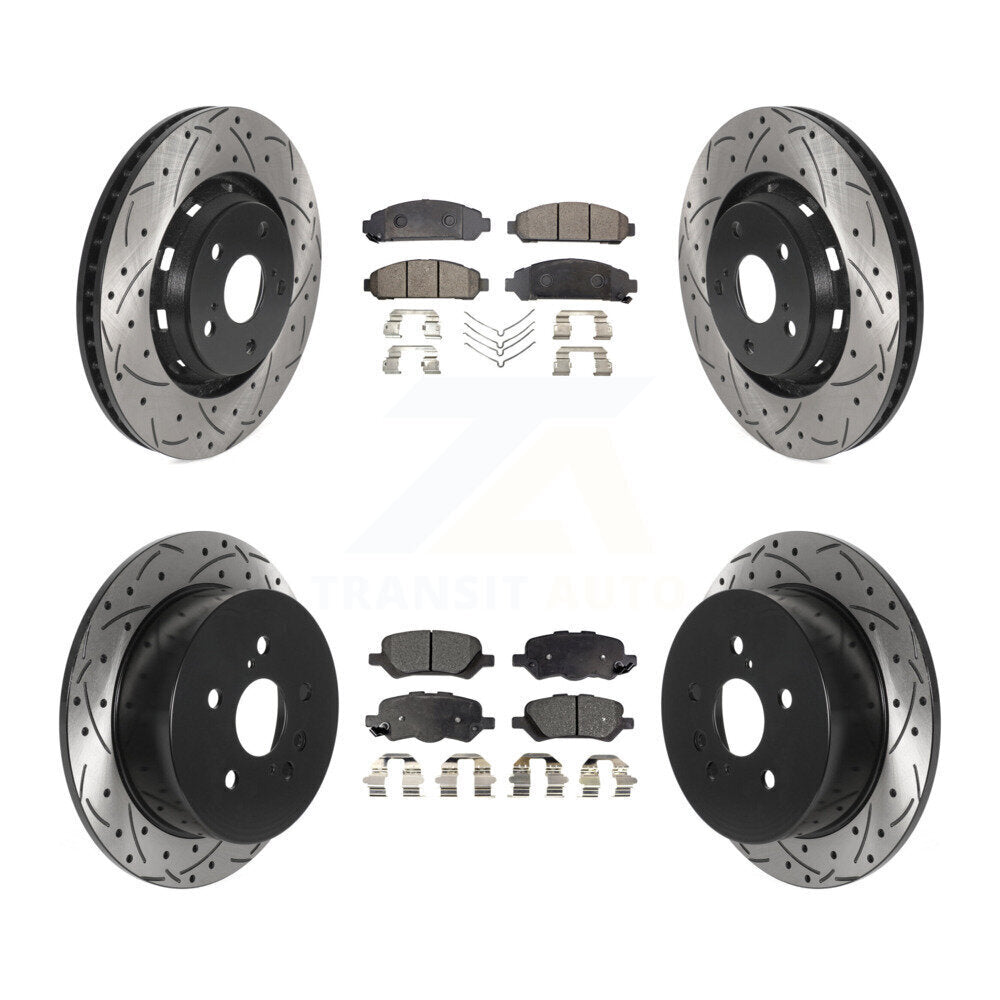 [Avant + Arrière] Kit de disque (percé rainuré revêtu) et plaquette (céramique) de frein pour 2009-2016 Toyota Venza KDT-100864