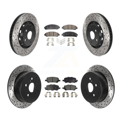 [Avant + Arrière] Kit de disque (percé rainuré revêtu) et plaquette (céramique) de frein pour 2009-2016 Toyota Venza KDT-100864