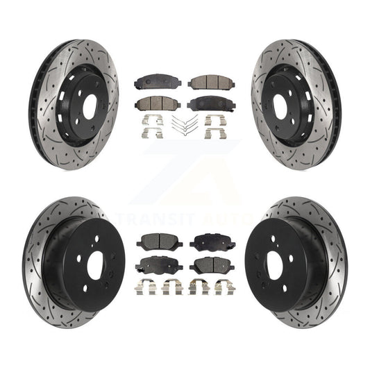 [Avant + Arrière] Kit de disque (percé rainuré revêtu) et plaquette (céramique) de frein pour 2009-2016 Toyota Venza KDT-100864
